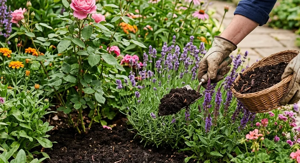 Compost en organisch materiaal toevoegen aan de tuinbodem