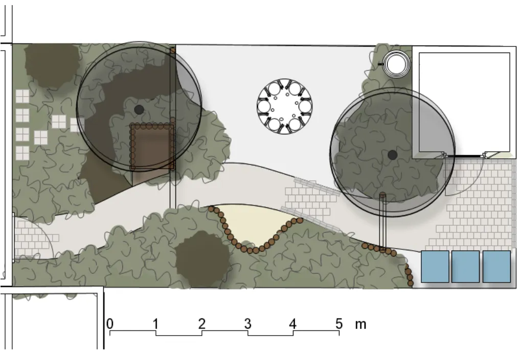 Tuinontwerp voor een groene familietuin in Alphen aan den Rijn